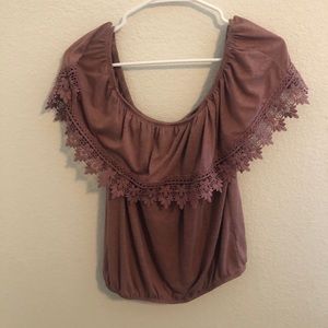 Dark Blush over the shoulder top